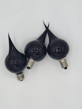 3pk Black Round Dipped Incandescent Silicone Light Bulbs