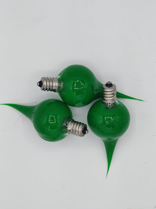 3pk Green Round Dipped Incandescent Silicone Light Bulbs