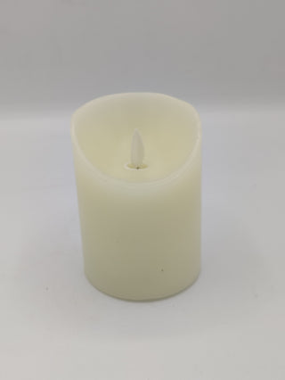 LED 3x4 Flicker Flame Timed Pillar Candle -Ivory