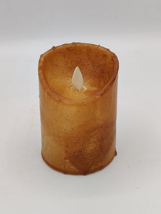 LED 3x4 Flicker Flame Timed Pillar Candle -Rustic
