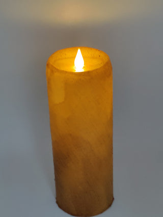 LED Very Large 4x10 Flicker Flame Timed Candle - Rustic