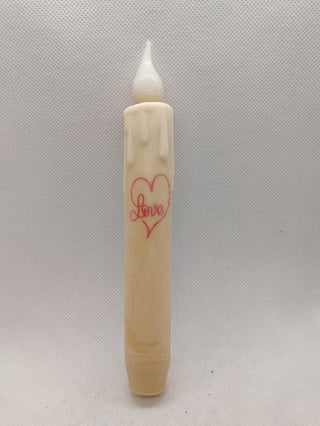 6 Inch LED Timer Taper With Stencil Art - Love Heart