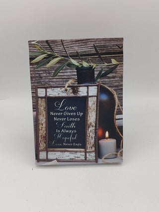 LED Timer Light Up Picture Frame - Love Never Gives Up